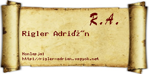 Rigler Adrián névjegykártya